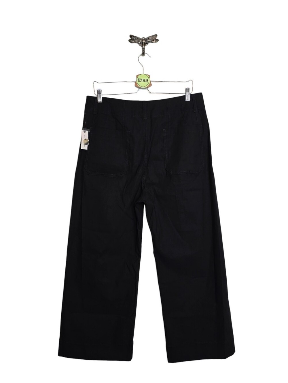 Maeve The Colette Pants Black Wide Leg Cropped High Rise Size 33 Magic Fabric - Picture 3 of 14